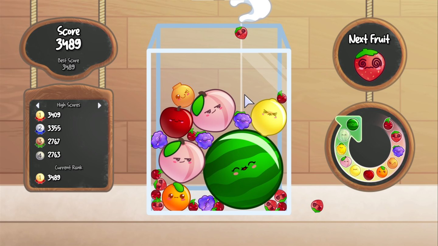 A large watermelon among smaller fruit