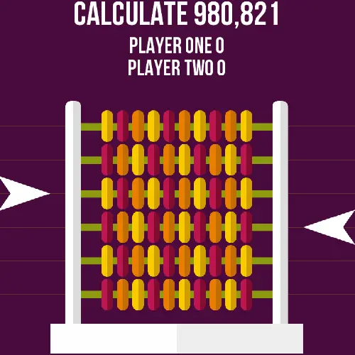 Two-player arithmetic combat on a colorful abacus in Abacus Fighter